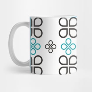 Mid Century Modern Minimal Simplistic Blue Lotus Mod Deco 4 Leaf Clover Simple Black White Mug